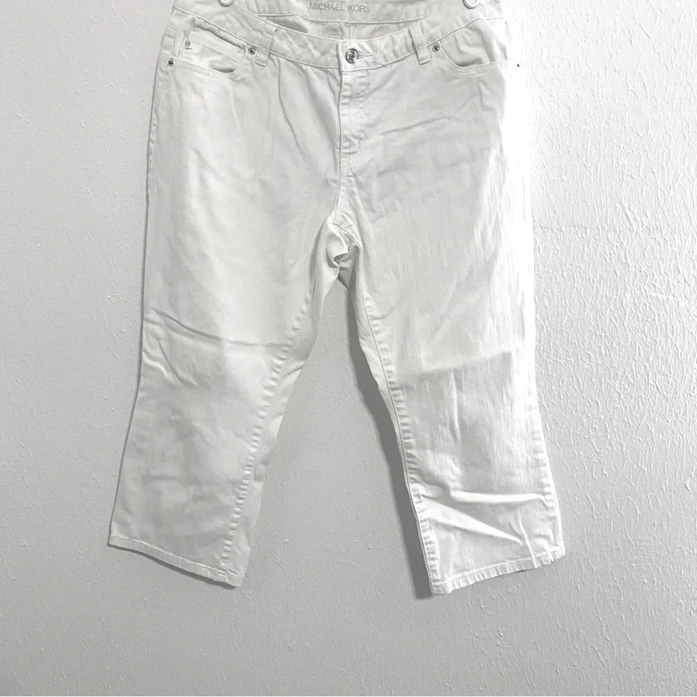 Michael Kors Womens Capri Denim Jeans Size 6 White Cotton/Spandex Summer EUC